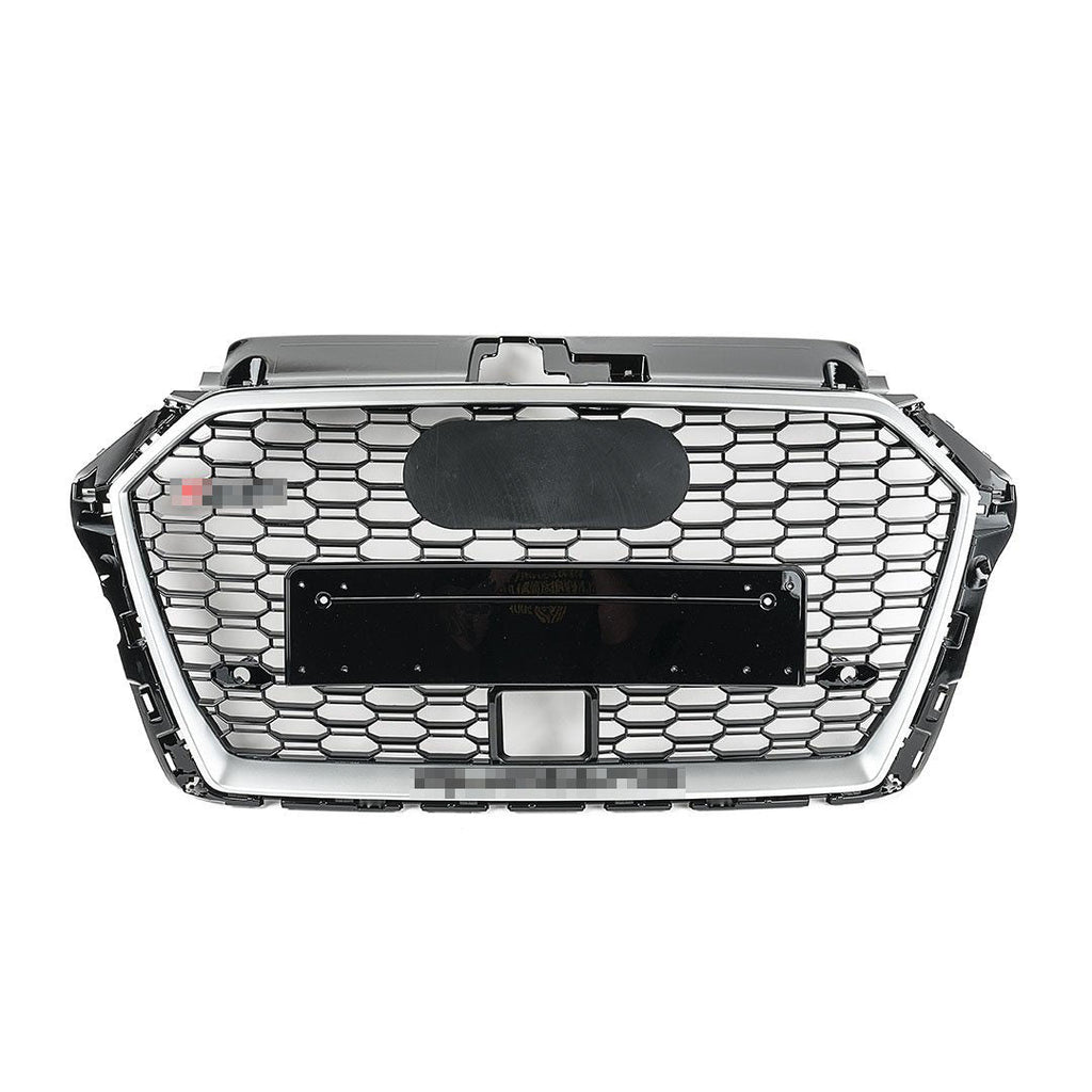 RS Style Grille for Audi 8V FACELIFT A3/S3 - Black With Silver Surround - Black Quattro
