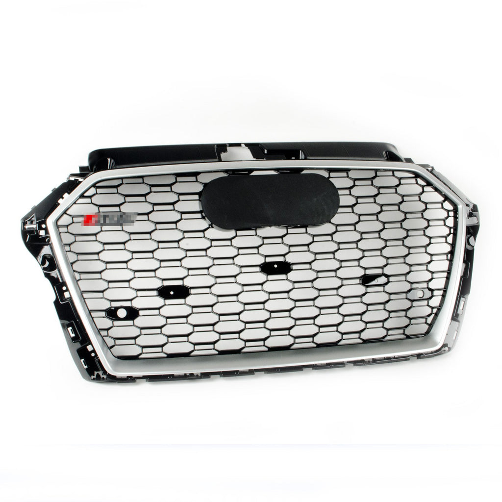 RS Style Grille for Audi 8V FACELIFT A3/S3 - Black With Silver Surround - Black Quattro