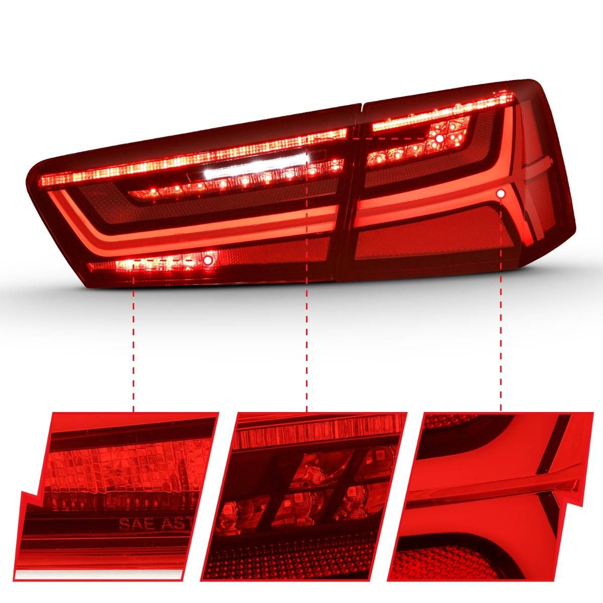 C7 Rear Sequential ANZO Audi A6/S6 (C7) LED Tail Lights w/ Sequential Turn Signals – Black ...