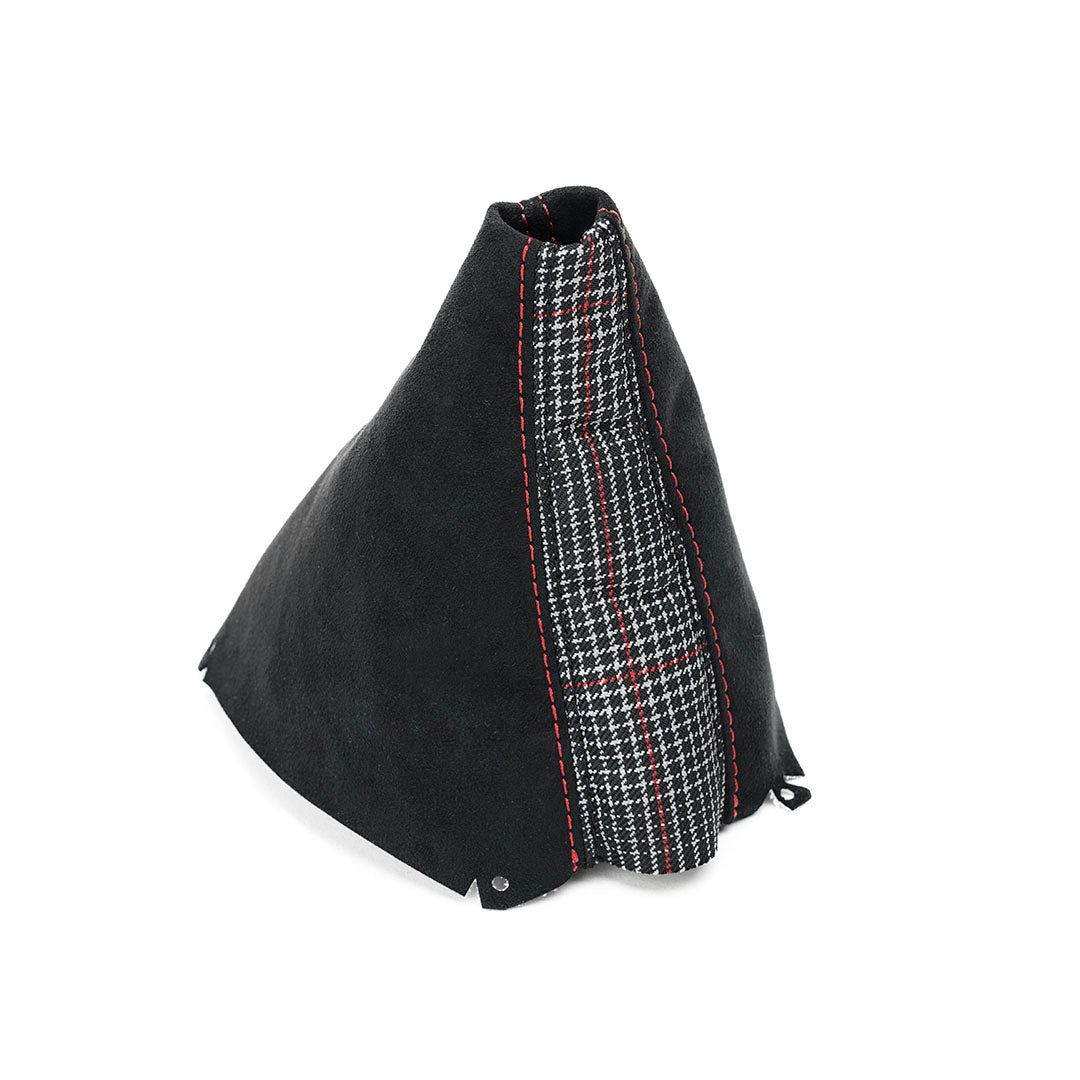 ブラックカーボン&レッドレザー レッドユーロステッチ 品番：HNB-BKC-RD BFI MK8 GTI Manual Shift Boot - Tartan Plaid Inlay – Black Forest