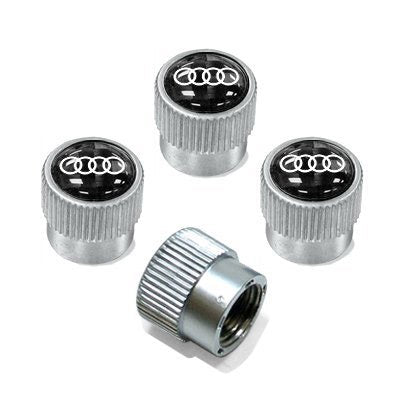 Audi Carbon Fiber Valve Stem Caps with Audi Rings Logo