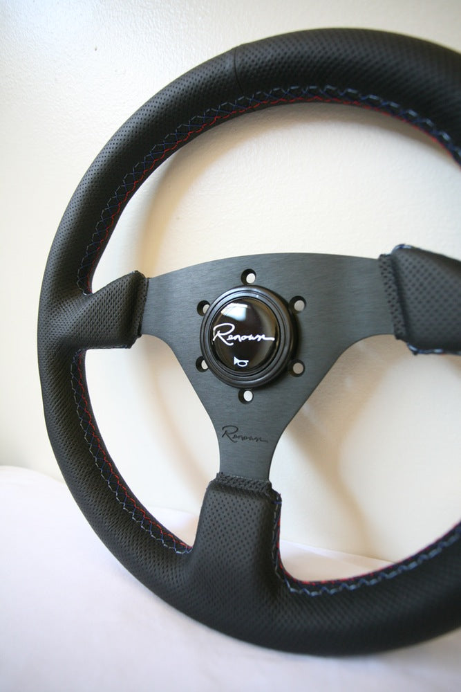 Renown Clubsport Motorsport Steering Wheel - Tricolor Stitching