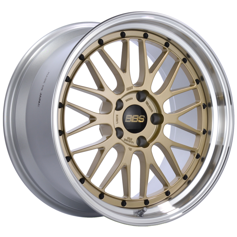 BBS LM 19x10 5x120 ET25 Gold Center Polished Lip Wheel -82mm PFS/Clip  Required